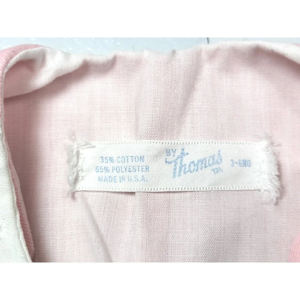 by Thomas Vintage Pink Romper White Eyelet Floral Butterfly Lace  3-6 Months USA